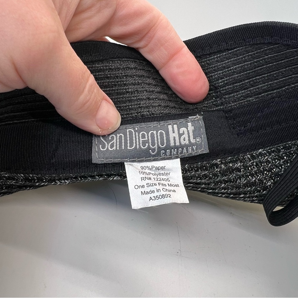 Women's San Diego Hat Company Roll Up Visor with Bow Closure UBV038 Black OS - Picture 7 of 10